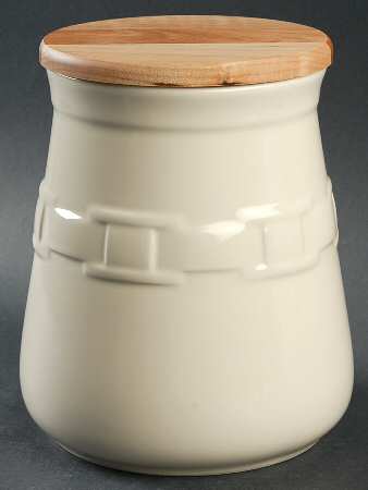 Woven Traditions Ivory Kitchen Crock & Wood Lid