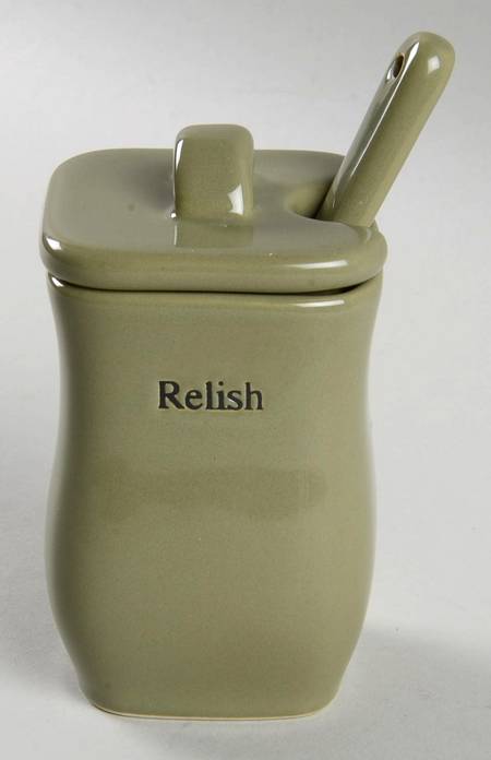 Woven Traditions Ivory Relish Jar & Lid with Ceramic Spoon