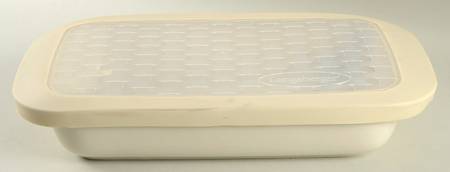 Woven Traditions Ivory 15" Rectangular Baker & Plastic Lid (RB15 & R15PL1)