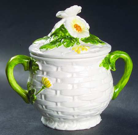 Rustic Daisy Sugar Bowl & Lid
