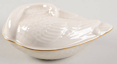 Swan Col Crm (Gotrim, Open Tail, Gold Stamp) Swan Box & Lid