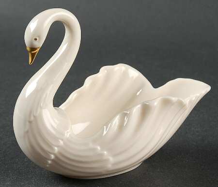 Swan Col Crm (Gotrim, Open Tail, Gold Stamp) 2" Swan Form Bowl
