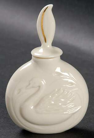 Swan Col Crm (Gotrim, Open Tail, Gold Stamp) Perfume Bottle with Stopper