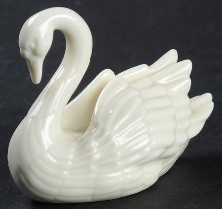 Swan Col Crm (Notrim, Closetail, Green Stamp) Small Placard/Place Card Holder