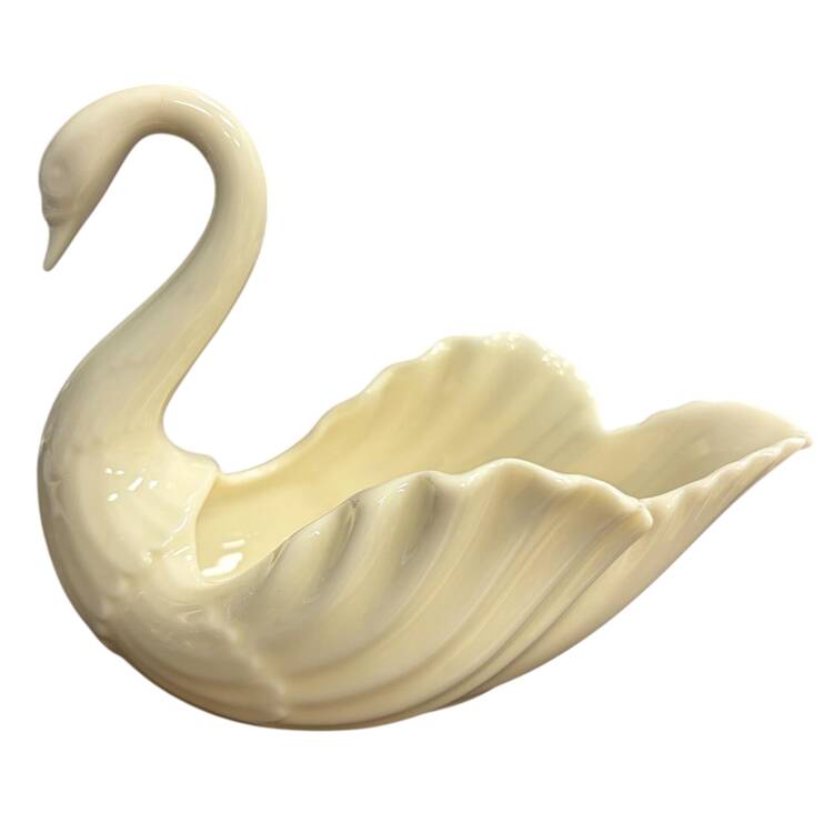 Swan Col Crm (Notrim, Opentail, Green stamp) 3" Swan Form Bowl