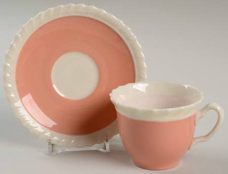 Classic Coral Flat Demitasse Cup & Saucer Set