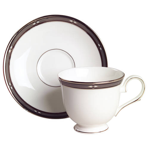 Diamond Solitaire Footed Cup & Saucer Set