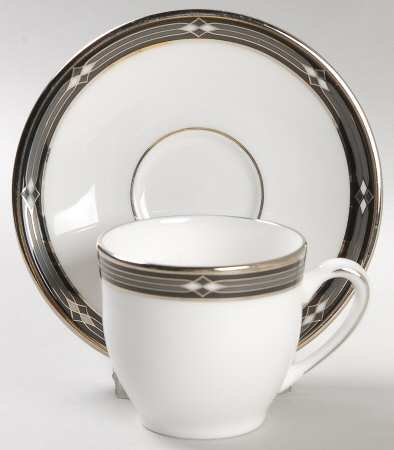 Diamond Solitaire Flat Demitasse Cup & Saucer Set