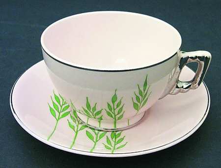 Green Wheat (Round) Footed Cup & Saucer Set