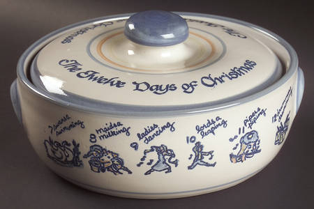 Twelve Days of Christmas 2 Qt Round Covered Casserole