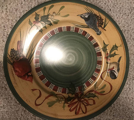 Winter Greetings 17" Shallow Round Bowl