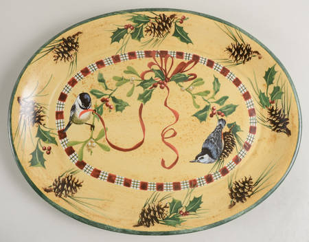 Winter Greetings 16" Oval Serving Platter