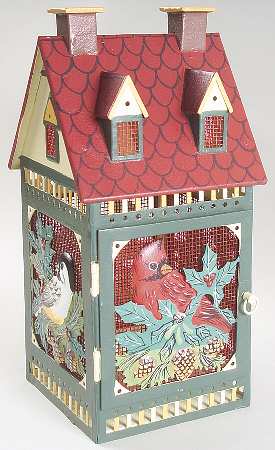 Winter Greetings Birdhouse Votive Candleholder