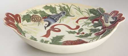 Winter Greetings Handled Candy Dish