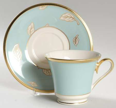 Aquamarine Footed Cup & Saucer Set