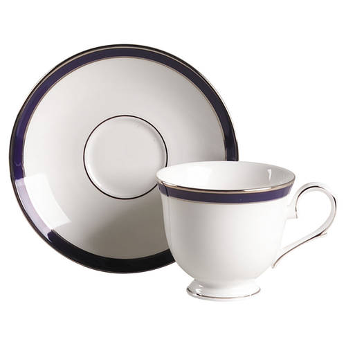 Federal Cobalt Platinum Footed Cup & Saucer Set