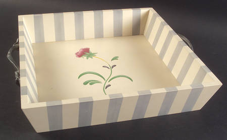 Poppies On Blue Botanical Square Wood Tray