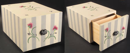 Poppies On Blue Botanical Wood Divided Recipe Holder
