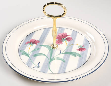 Poppies On Blue Botanical Round Serving Plate with Center Handle (Dp) Hc