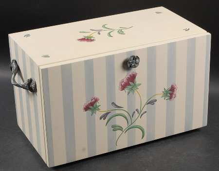 Poppies On Blue Botanical Wood Bread Box