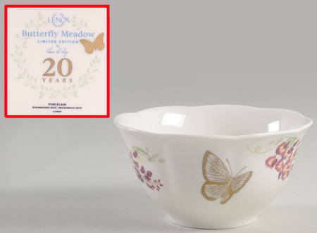 Butterfly Meadow Rice Bowl w/Gold Butterfly & 20th Anniversary Bkst