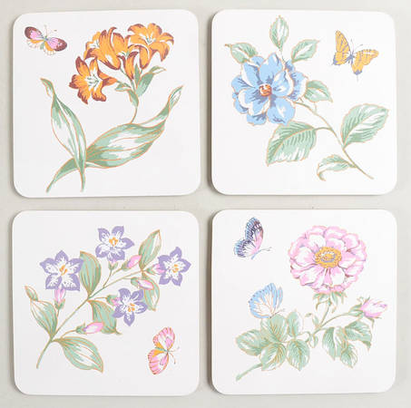 Butterfly Meadow Square Corkback Coaster - Set of 4 Motifs