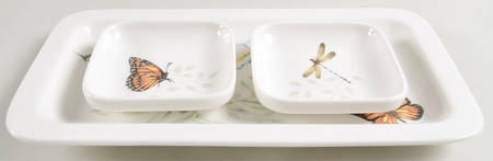 Butterfly Meadow Sushi Set (Plate & 2 Dip Bowl) - 3 Piece by Lenox