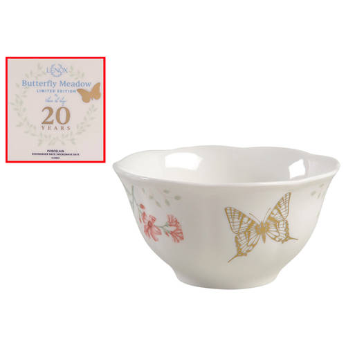 Butterfly Meadow Rice Bowl w/Gold Butterfly & 20th Anniversary Bkst