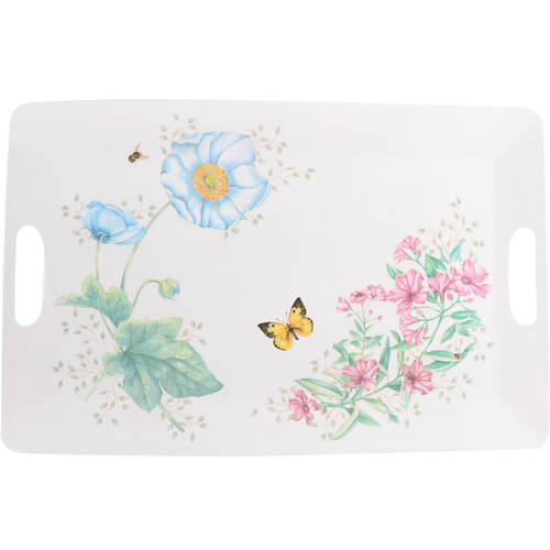 Butterfly Meadow 18" Rectangular Handled Serving Melamine Tray