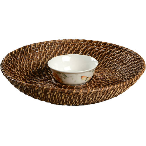 Butterfly Meadow Rattan Chip & Dip Set-Rattan Chip Bowl w/Dessert