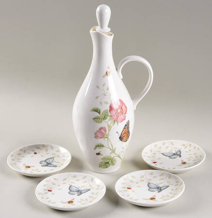 Butterfly Meadow Oil Jar/Cruet with 4 Dipping Bowls