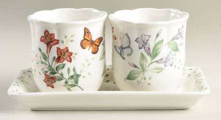 Butterfly Meadow Herb Pots with Tray (2 Pots and 1 Tray) by Lenox