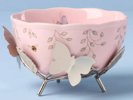 Butterfly Meadow 4" Round Bowl & Metal Stand