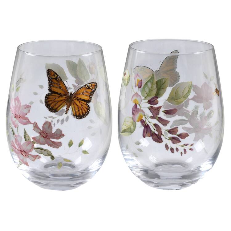 Butterfly Meadow Glassware Stemless Wine by Lenox