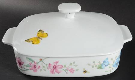 Butterfly Meadow 2 Quart Square Casserole with Ceramic Lid