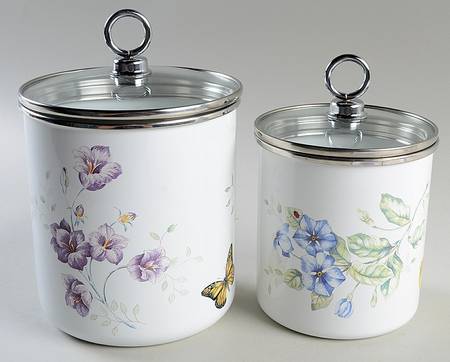Butterfly Meadow (2 Piece) Metal Canister Set (Large & Medium)