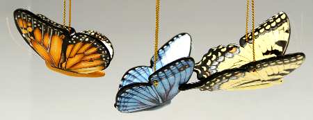 Butterfly Meadow Set of 3 Motif Ornaments by Lenox