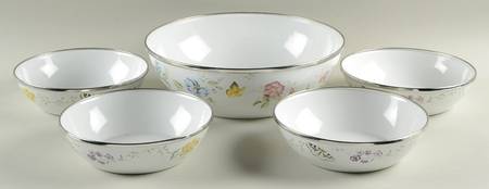 Butterfly Meadow (5 Pc) Enamel Salad Serving Set