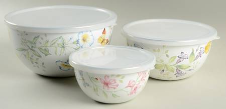 Butterfly Meadow (3 Pc) Metal Bowl w/Plastic Lid(5 3/4,7 1/4,8 3/4)