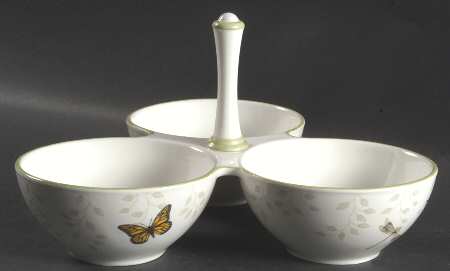 Butterfly Meadow 3 Part Condiment Server W/Center Handle