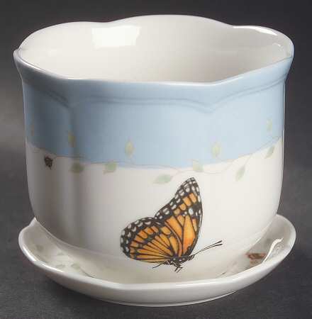 Butterfly Meadow 3" Flower Pot & Underplate by Lenox
