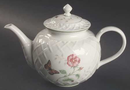 Butterfly Meadow Carved Teapot & Lid by Lenox
