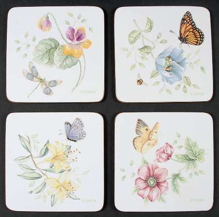 Butterfly Meadow Square Corkback Coaster - Set of 4 Motifs