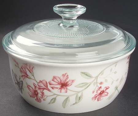 Butterfly Meadow 1.5 Qt Round Covered Casserole with Glass Lid