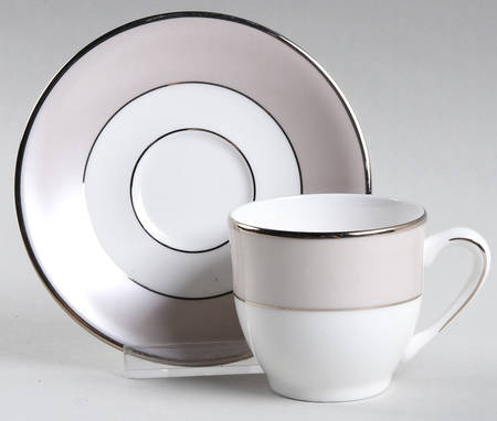 Federal Platinum Frost Flat Demitasse Cup & Saucer Set