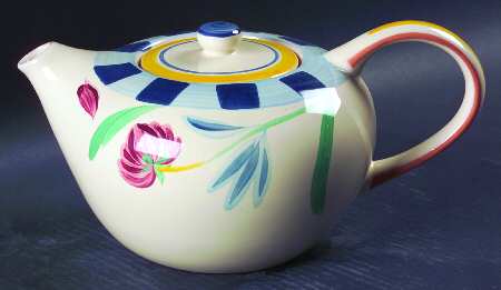 Poppies On Blue Terra Cotta Teapot & Lid