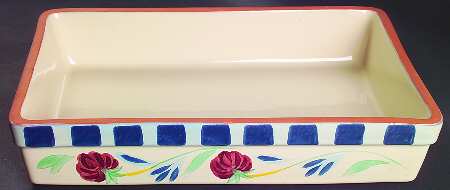 Poppies On Blue Terra Cotta 14" Rectangular Baker