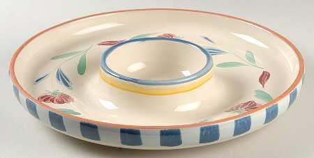 Poppies On Blue Terra Cotta 1 Piece Chip & Dip