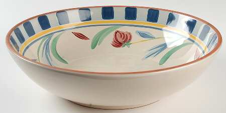 Poppies On Blue Terra Cotta 12" Pasta Serving Bowl