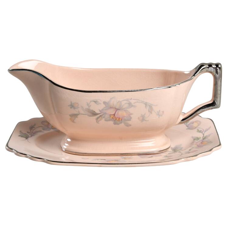 Silver Moon Peach Gravy Boat & Underplate